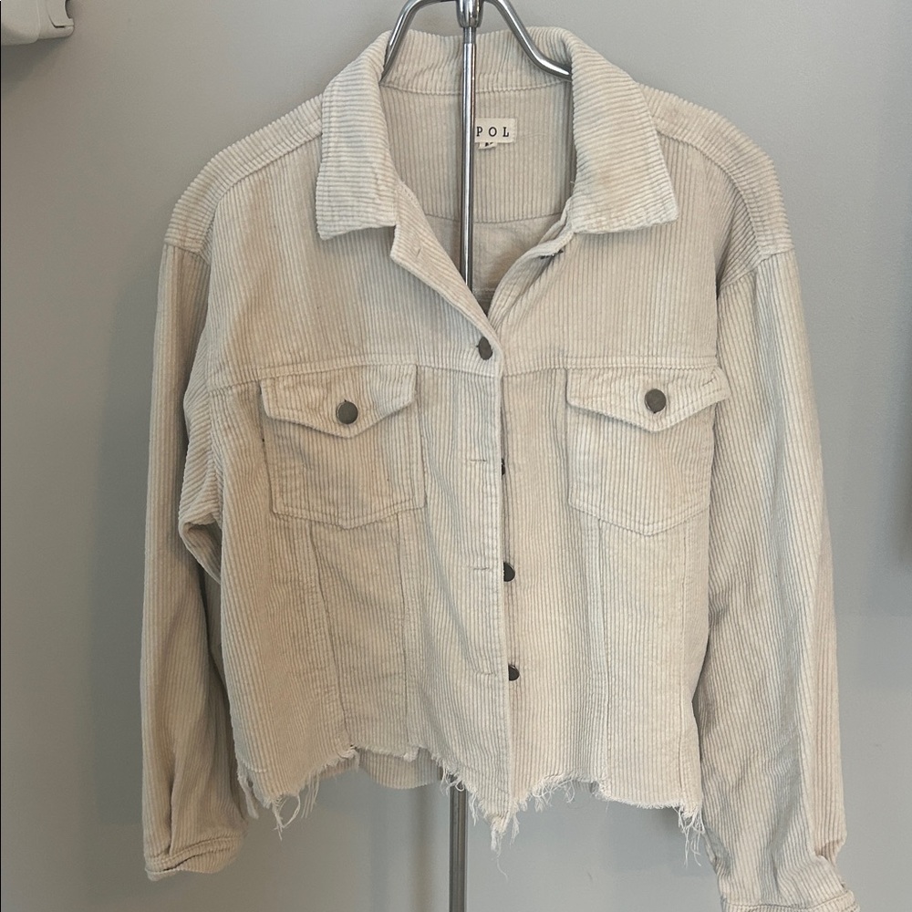 POL Women's Cream Corduroy Jacket
